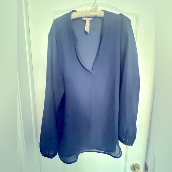 Navy Blue Sheer Banana Republic long sleeve top. Never Worn. - Picture 4 of 4